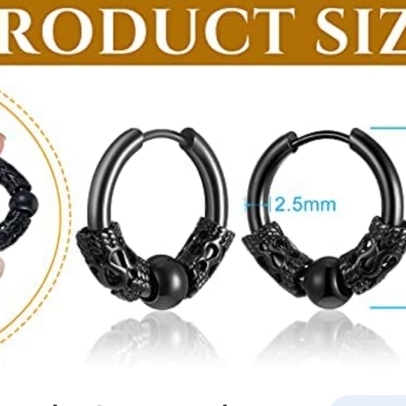 1 Piece Cool Punk Men's Stainless Steel Hip Hop Stud Earrings. - Picture 5 of 7